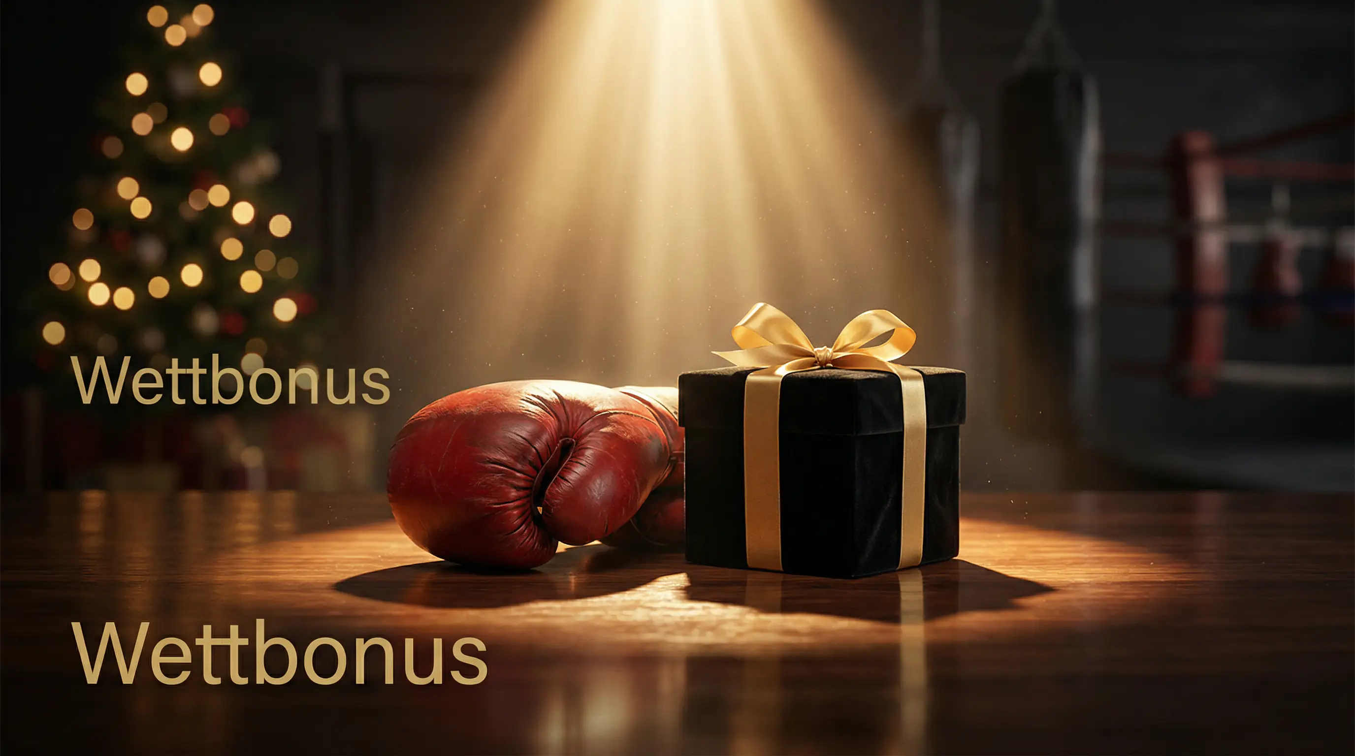 Geschenkbox neben Boxhandschuhen – Boxen Wetten Bonus und Willkommensangebote