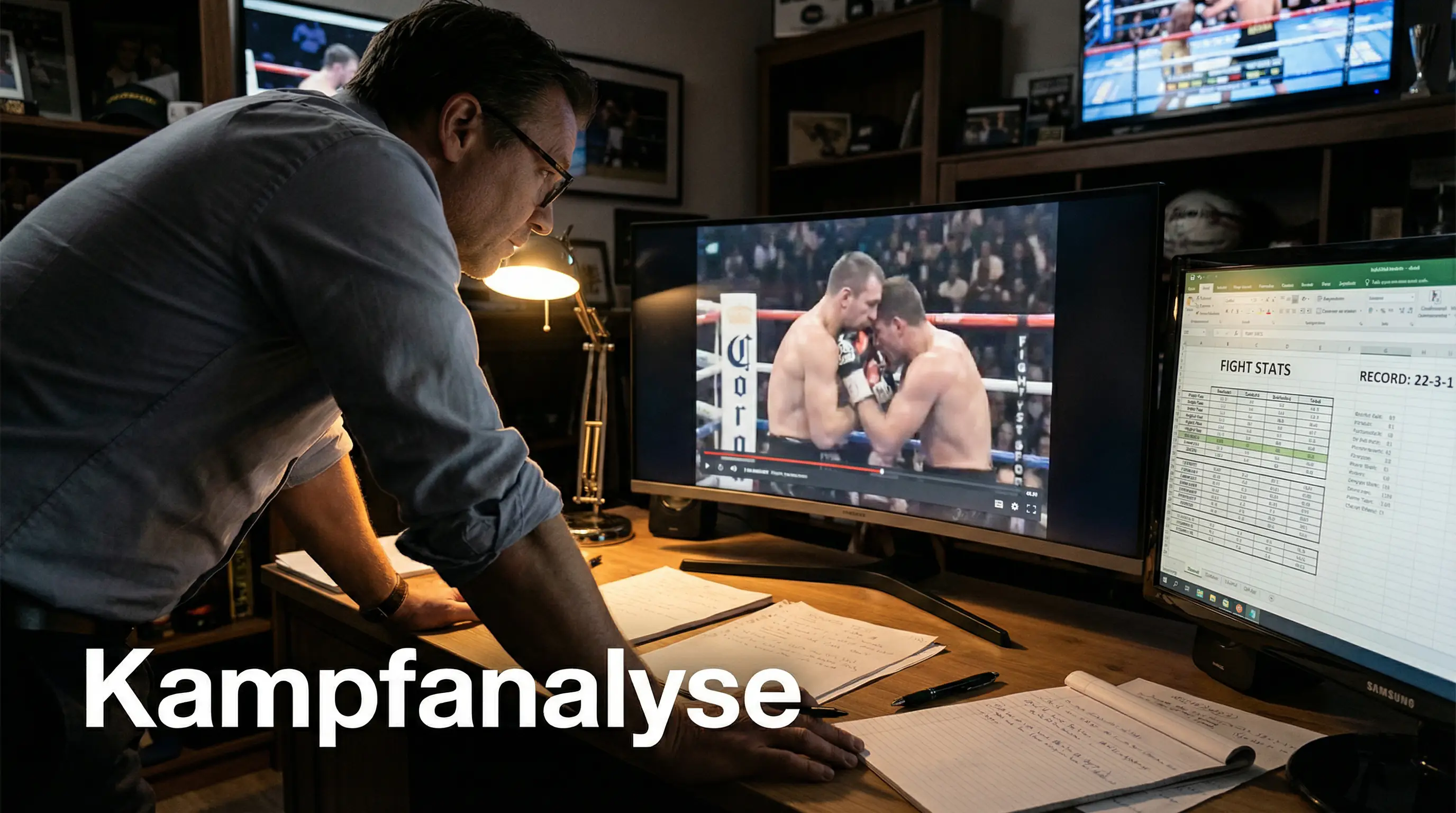 Person studiert Boxkampf-Statistiken auf dem Bildschirm – Boxkampf analysieren