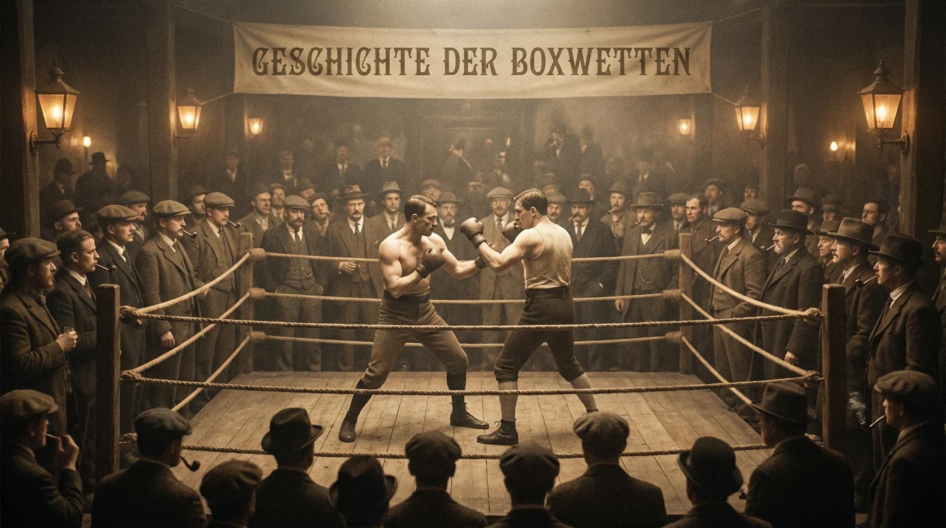Historischer Boxring in Schwarzweiß – Geschichte der Boxwetten vom Ring zum Online
