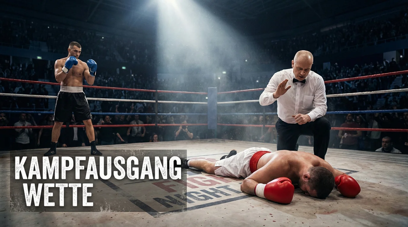 Boxer nach einem Knockout am Boden mit Ringrichter – Kampfausgang Wette Boxen