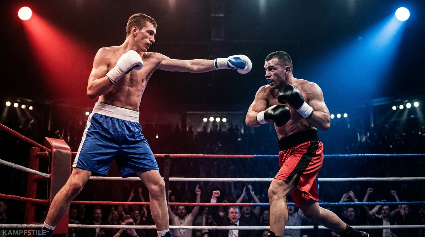 Zwei Boxer mit verschiedenen Kampfstilen im Ring – Kampfstile Boxen erklärt