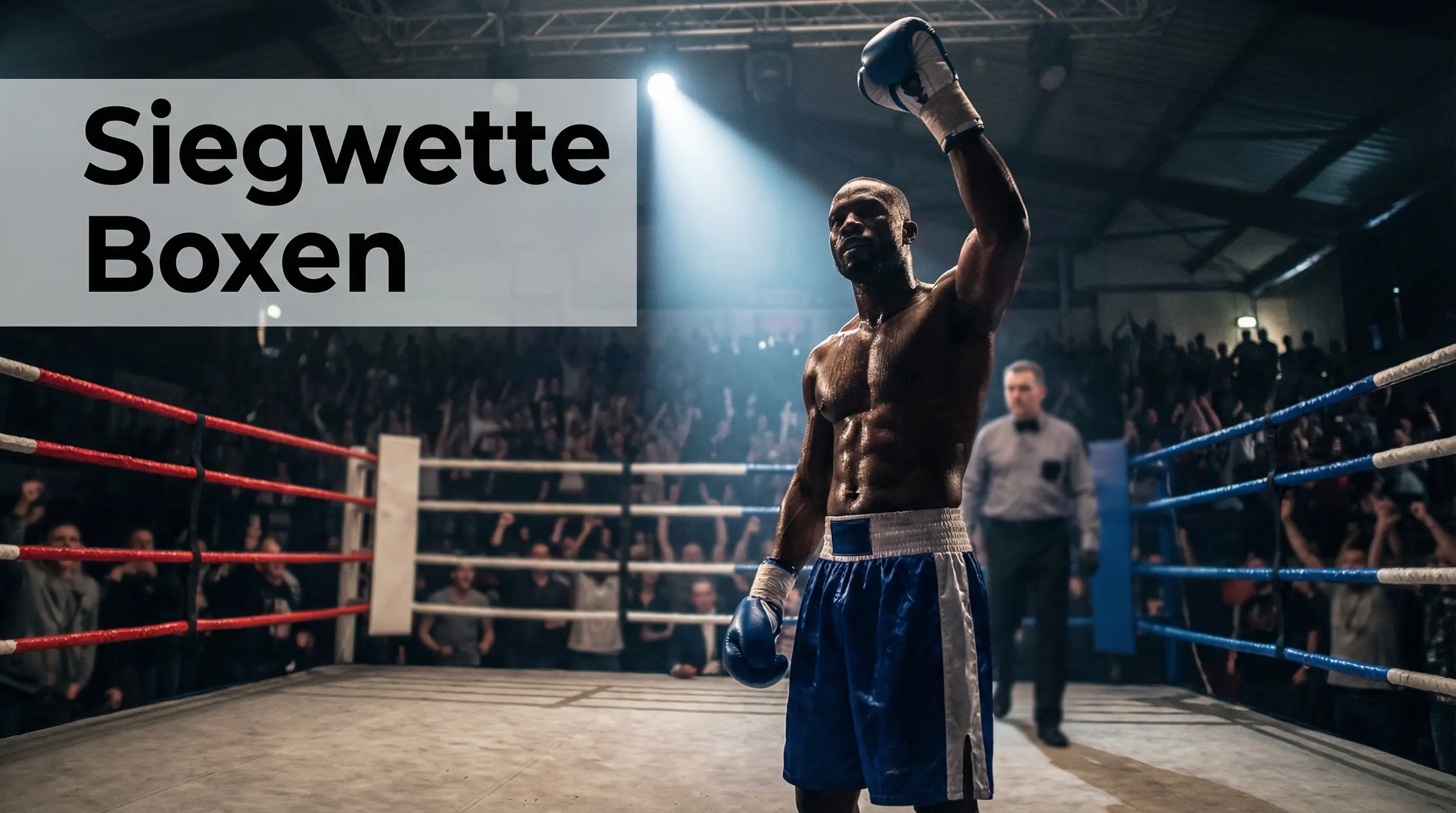 Boxer im Ring mit erhobener Faust nach einem Sieg – Siegwette Boxen erklärt